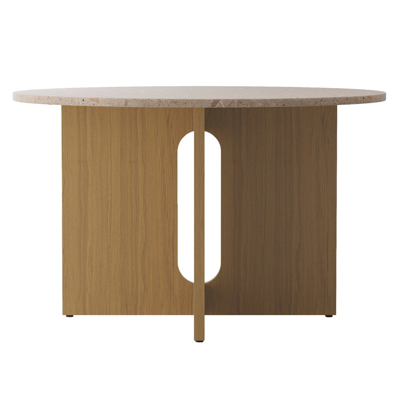 Androgyne dining table 120 cm, oak – Kunis Breccia stone, sand
