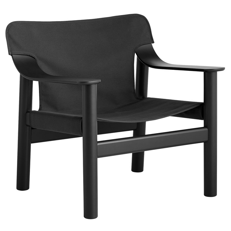 Bernard Lounge Chair, Black painted Oak- Black Canvas