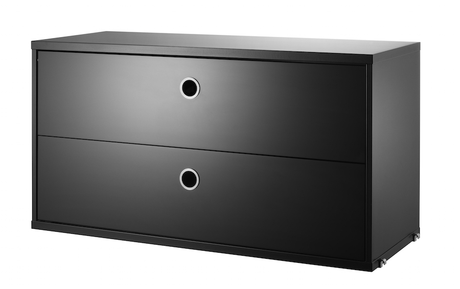 String Chest of 2 Drawers-Black
