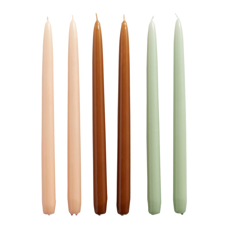 Conical Candles, set of 6- Caramel- Mint- Peach
