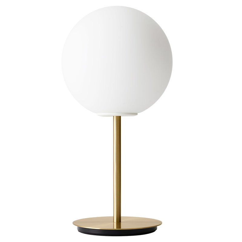 TR Bulb table lamp, brushed brass – matt opal