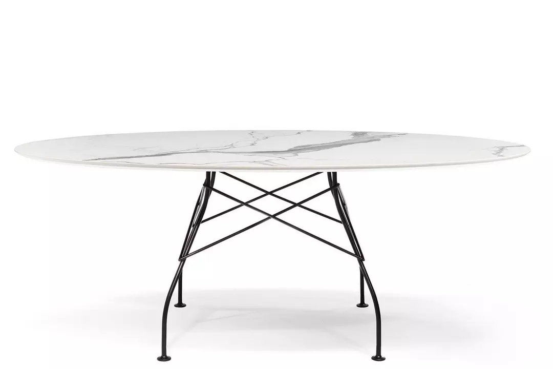 Glossy Marble Top  Oval Table