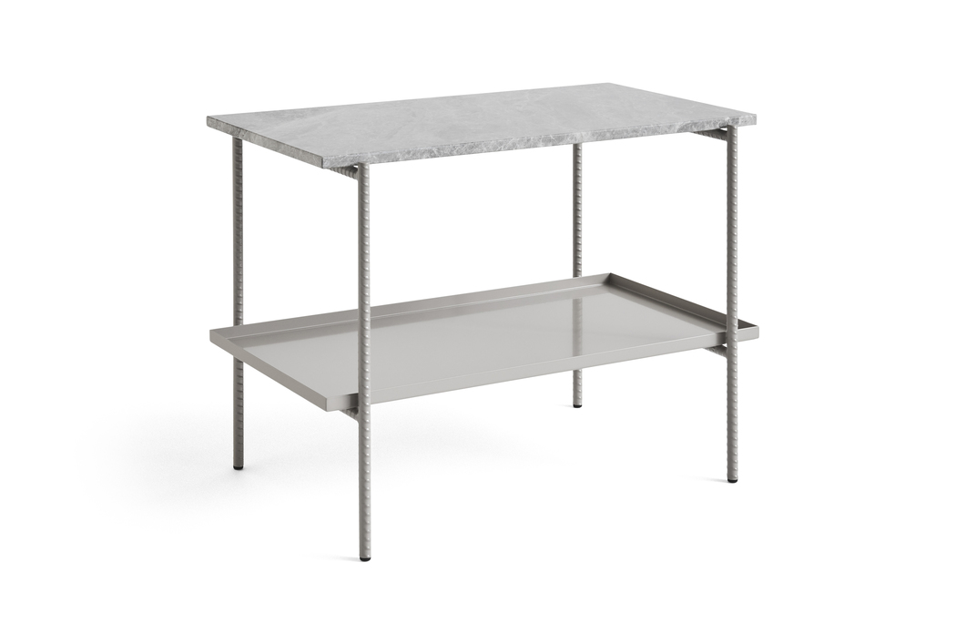 Rebar Side Table and Tray Grey Marble