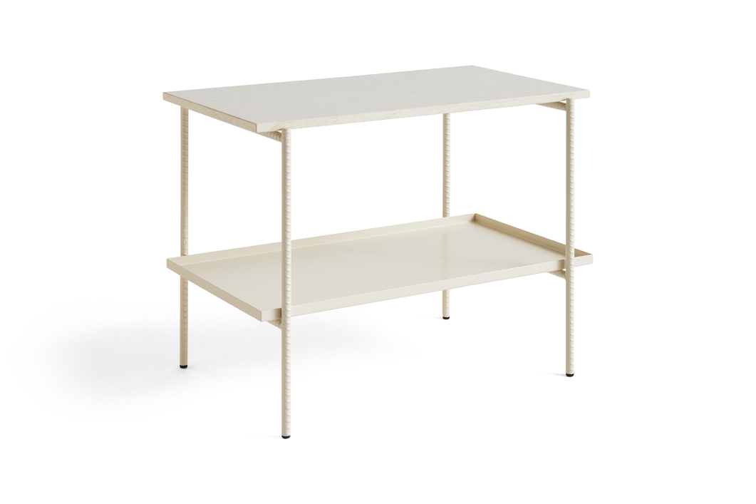 Rebar Side Table and Tray Beige Marble