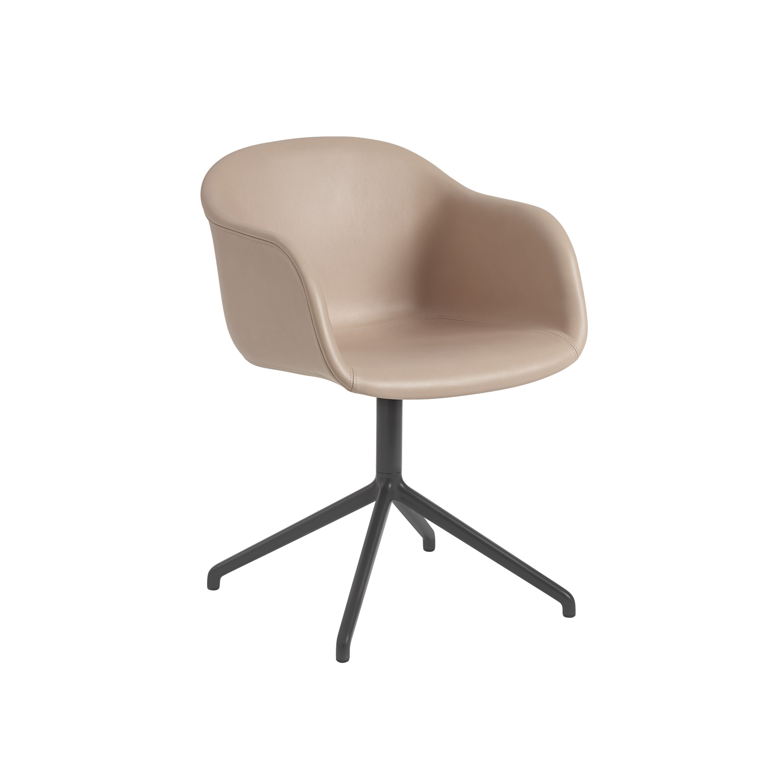 Fiber Swivel Chair in Fabric and Leather