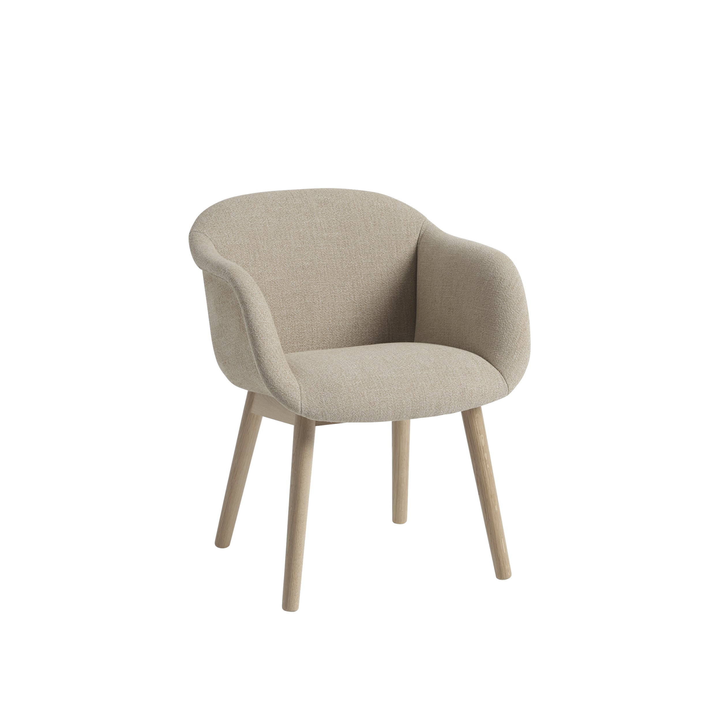 Fiber SOFT Armchair Wood Base in Fabric and Leather